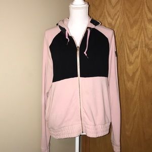 Victoria’s Secret Pink and Black Zip-Up Hoodie